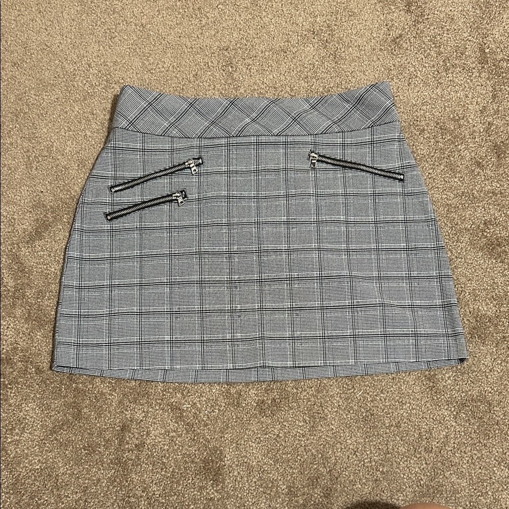 2/$15 Dynamite Gray Plaid Mini Skirt with Zippers